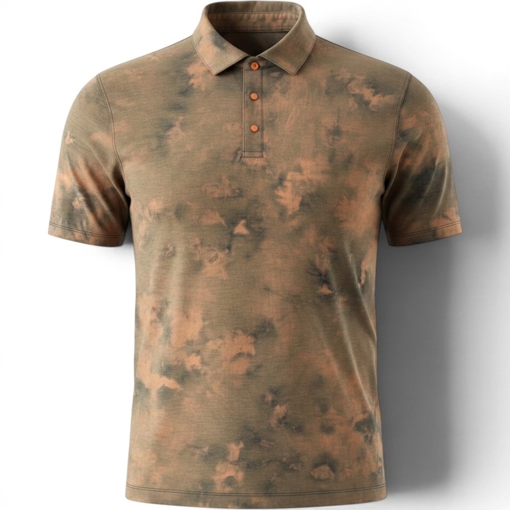 Lululemon Evolution Polo Shirt Mens L Brown Tie Dye Performance Golf Activewear
